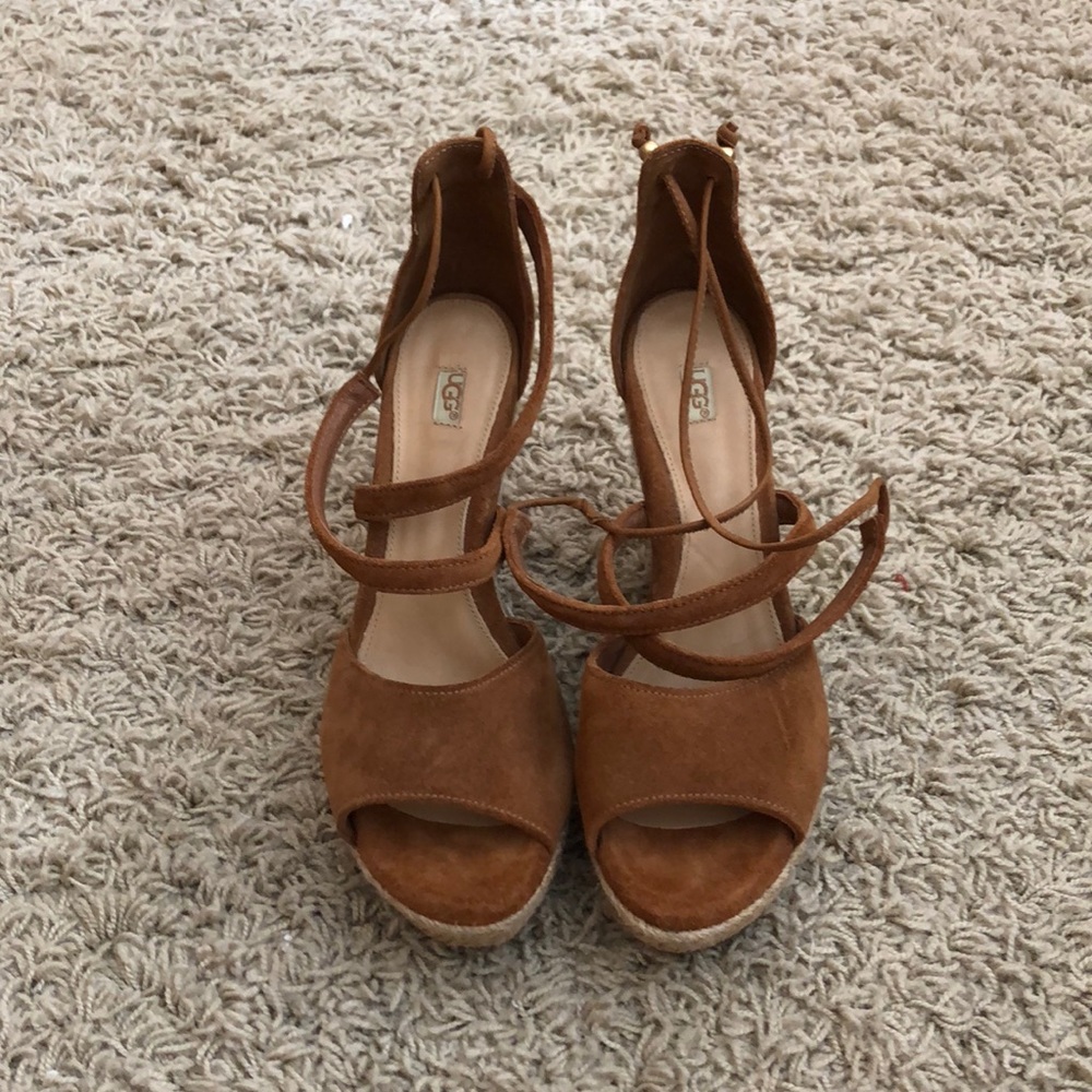 Ugg suede espadrille wedges size 8